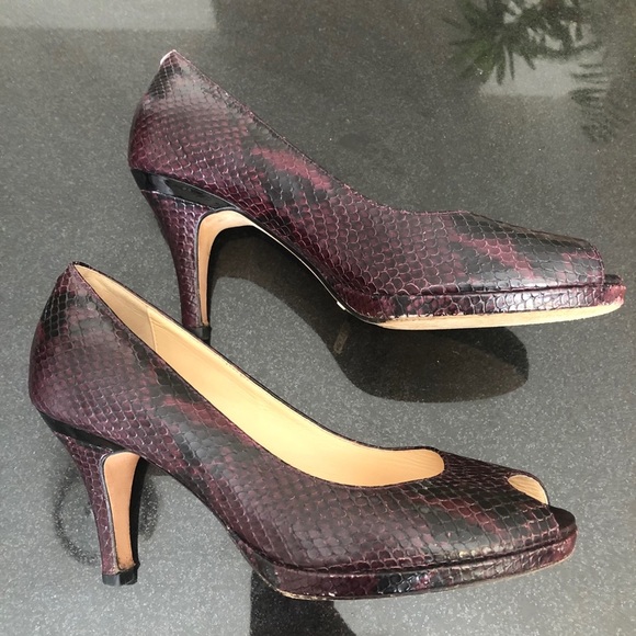 Cole Haan Snake Skin Peep Toe Heels- 7B - Picture 1 of 16